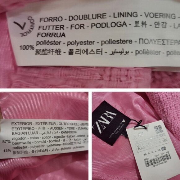 NWT Zara Women's Double Breasted Textured Tweed Blazer Size XXL Pink - Picture 14 of 14
